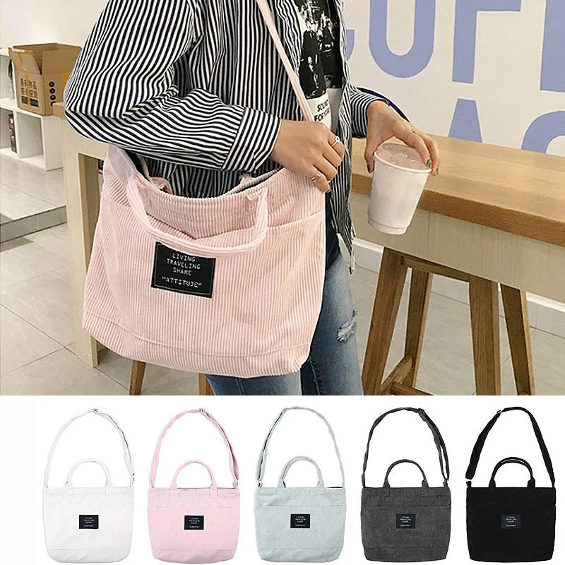 

2019 Women Corduroy Crossbody Bag Simple Large Capacity Casual Messenger Bag -OPK