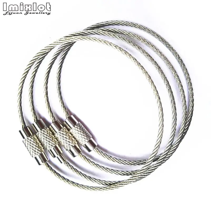 

5PCS Stainless Steel Wire Rope Key Ring Screw Buckle Lock Keychain Cable Rope Key Holder Keyring Key Chain Rings