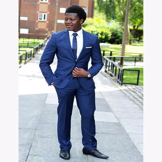 Un botón hombres 2018 moda Slim Fit Casual traje real azul boda smoking masculino para hombres (chaqueta + Pantalones)|suits for men|fashion suits for menfashion - AliExpress