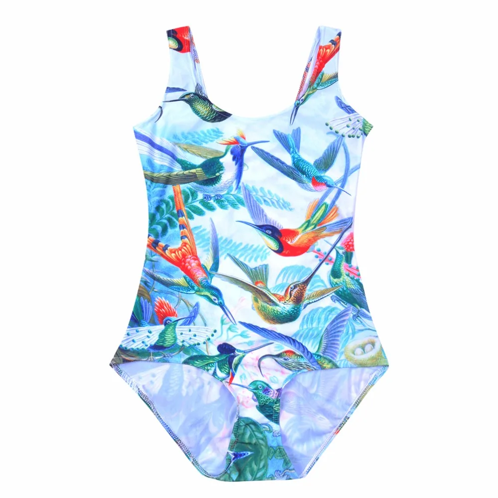 2016 Women Sexy SWIMSUIT Digital Painting Spring Swallow Print Slim