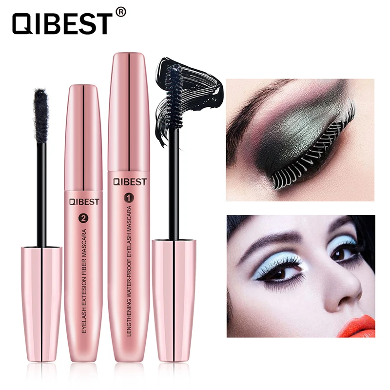 Qibest Brand Professional Fashion Mascara Make Up Long Eyelash Curling Waterproof Lengthening Extension Mascara Cosmetic Brush