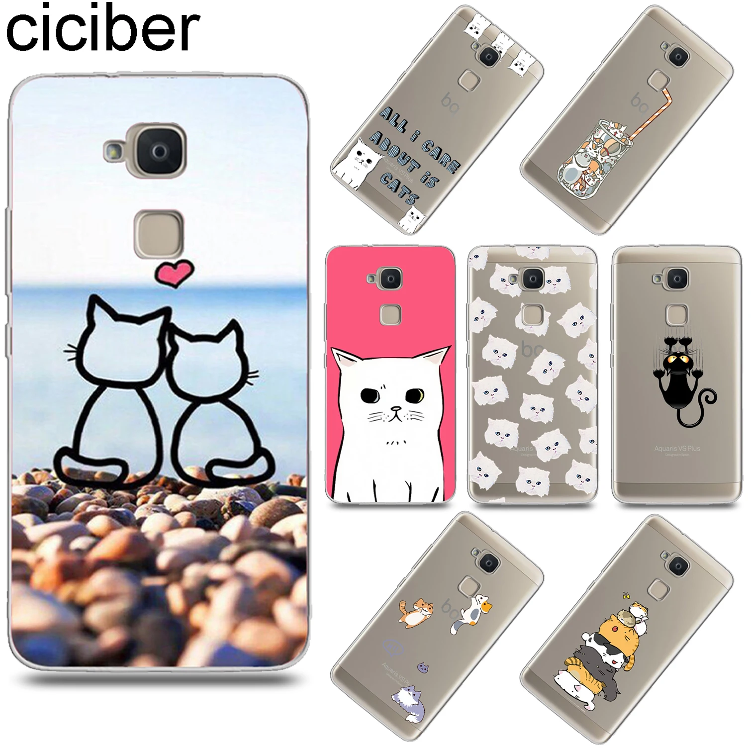 

ciciber Funny Cartoon Cat For BQ Aquaris U2 C U X5 V VS X2 X M Plus Lite Pro Soft TPU Phone Cases For BQ M5 E5s M5.5 E4.5 M4.5