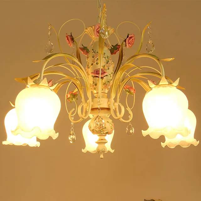 Iron Chandelier Led Modern Countryside Simple Wrought Metal Iron Chandelier Led Modern Countryside Simple Wrought Metal Chandeliers 110 220v Pink Nursery Rose Flower