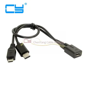 

cable Micro USB Female to USB-C Type C USB 3.1 & Micro USB Male Splitter Extension Charge cable
