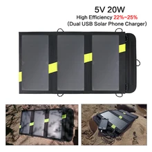 5V 20W Foldable Solar Charger Waterproof Solar Panel Power Charger Foldable Power Bank for Smartphones Camping Outdoor