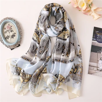 

designer brand women scarf 2020 summer sunscreen silk scarves for lady shawls and wraps foulard female pashmina bandana hijabs