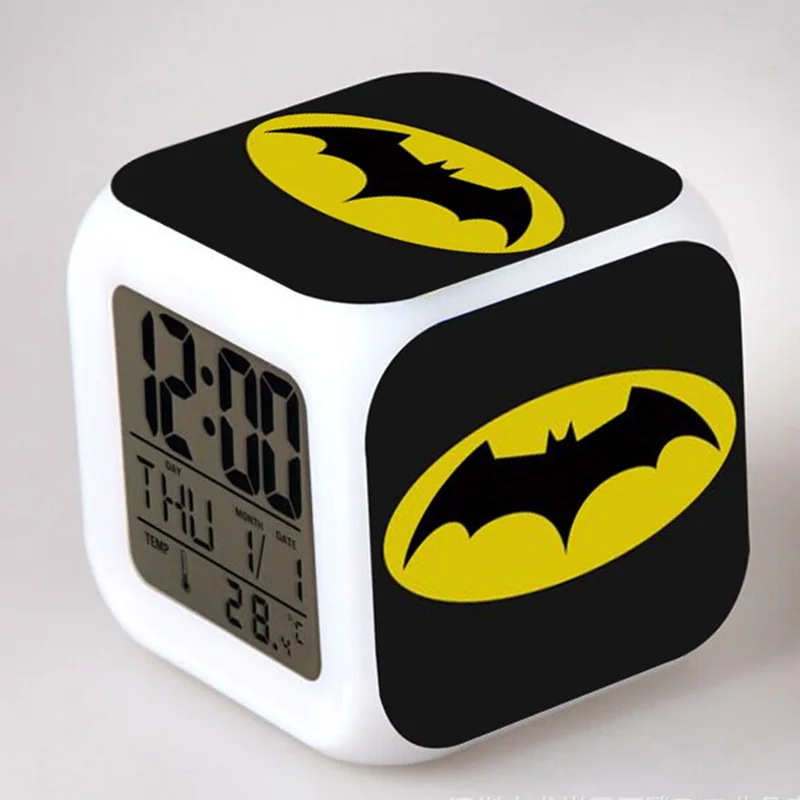 

Super Heros Figurine Batman Creative LED Clock Colorful Flash Touch Night Light Bruce Wayne Figma Bat-man Toys For Boys