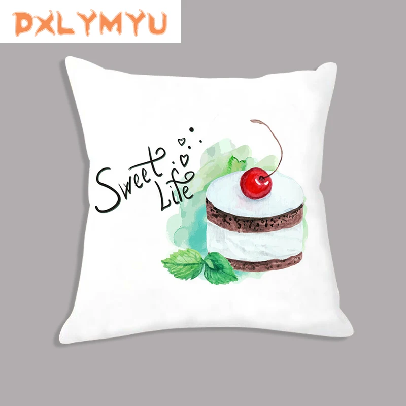 

Decorative Cushion Covers 45x45cm Delicious Ice Cream Cakes Printed Pillowcase Throw Pillow Case Linen Cushion Cover for Sofa