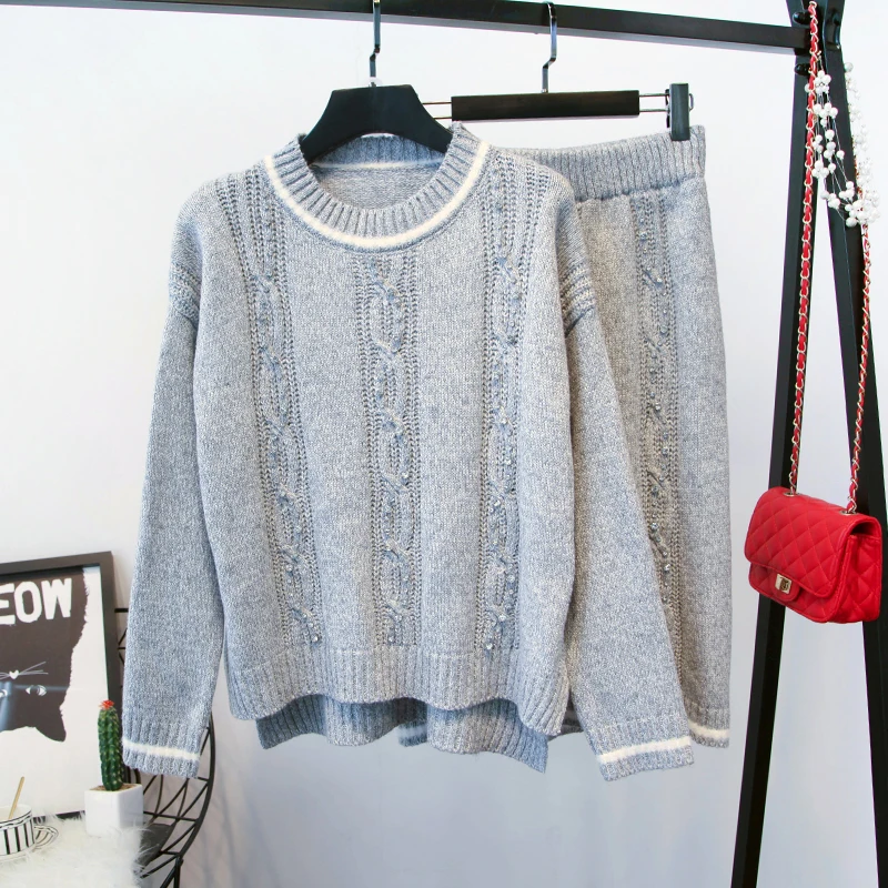 Женский комплект одежды ALPHALMODA изящный костюм с кристаллами элегантный свитер и