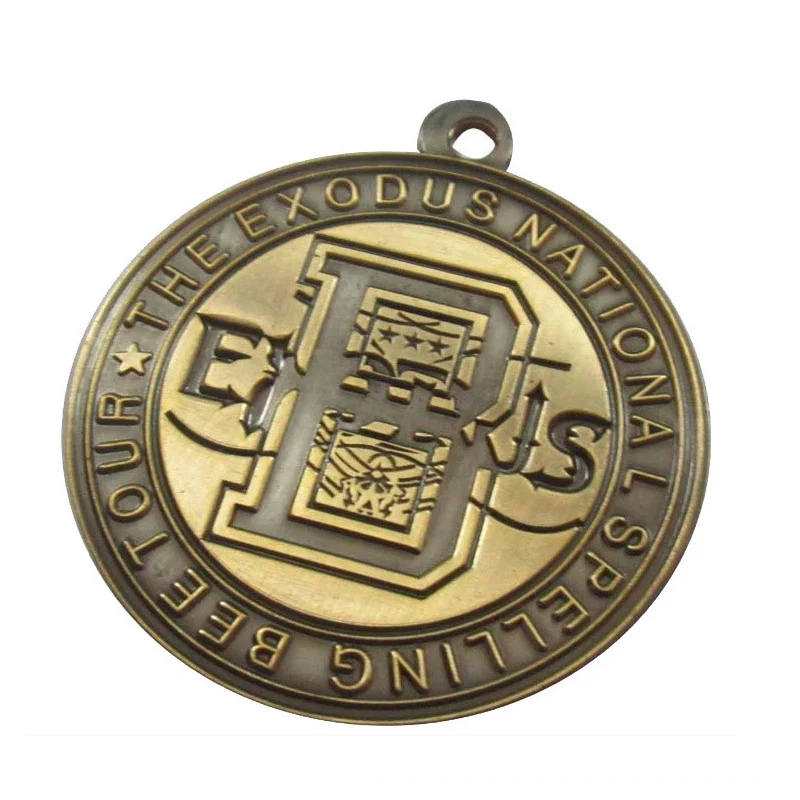 Low price antique bronze medallion cheap engraving letter zinc alloy