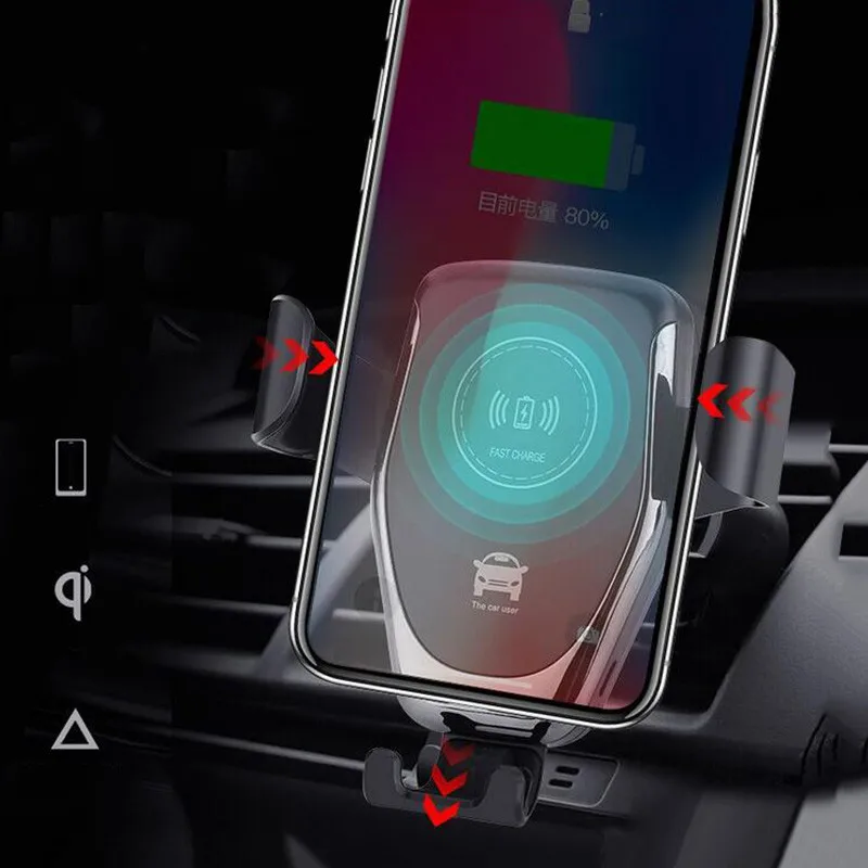 Qi Беспроводное Автомобильное зарядное устройство для iPhone XS Max X XR 8 Беспроводная зарядка автомобильный держатель телефона для samsung S10 S8 Note9 S9