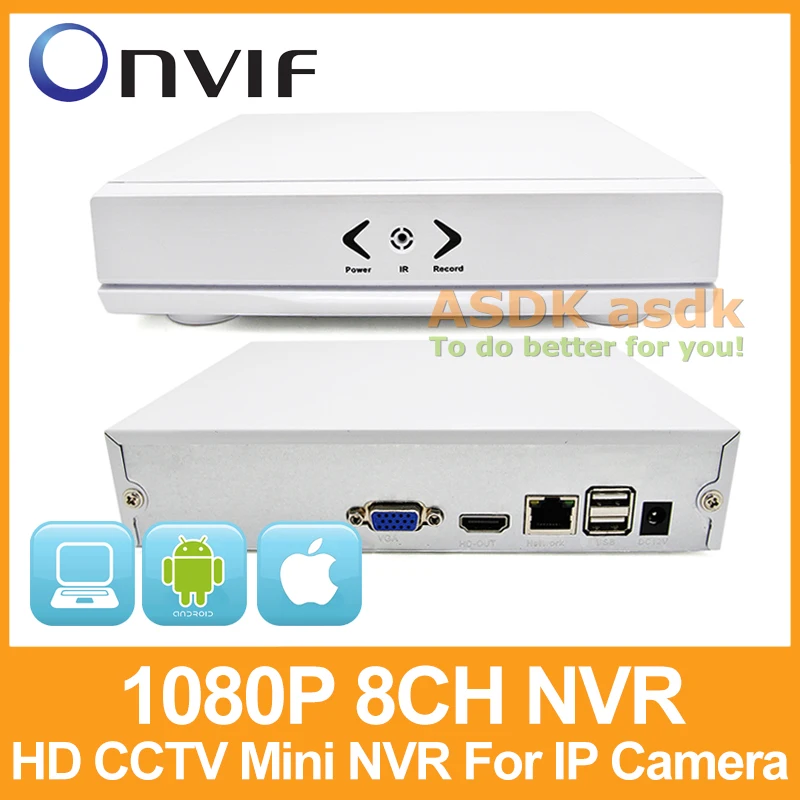 Mini HD 1080P NVR 8 Channel H.264 Network Video Recorder HDMI 8 CH CCTV NVR for IP Camera Support CMS ONVIF 2.0 P2P Cloud System