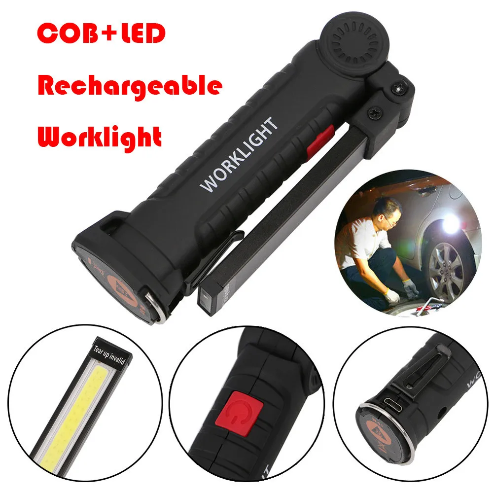 

COB+LED Rechargeable Magnetic Torch Flexible Inspection Lamp Cordless Worklight Energy Saving Lamps Led Strip Lights Lighting