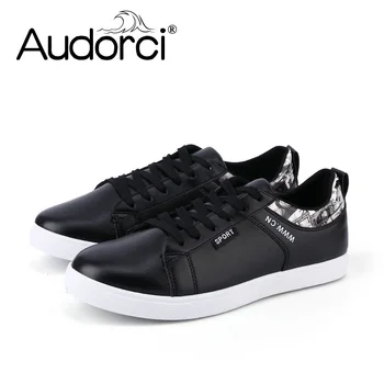 

Audorci 2018 Man Sport Shoes Fashion Casual Platform Striped PU Leather Men Outdoor Lace-up White Shoe Sneakers Size 39-44