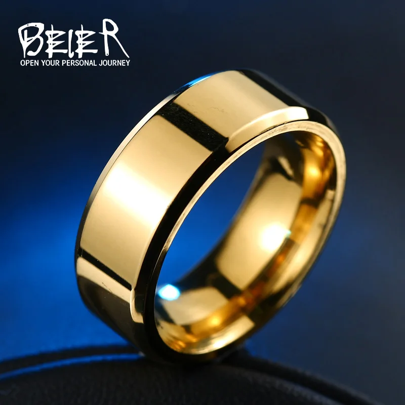 Кольцо из нержавеющей стали 316L крутой мужской полированный ювелирный серебряный цвет модное обручальное кольцо WR-R006 - Цвет основного камня: R006gold