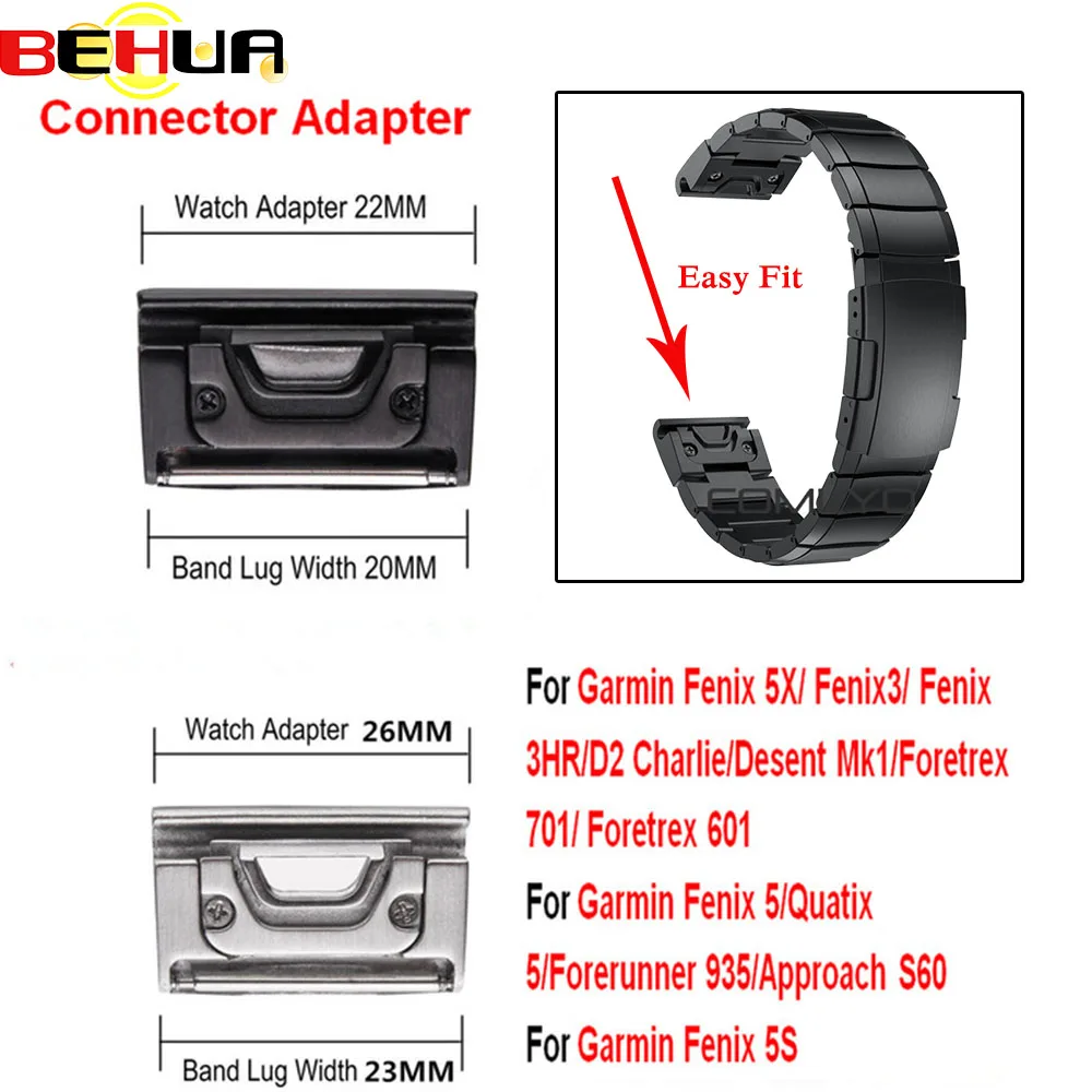 

26mm 22mm 20mm Stainless Steel Quick ReleWatch Band Buckle Connector Adapter For Garmin Fenix 5/5X/5S/Fenix 3/3HR/Forerunner 935