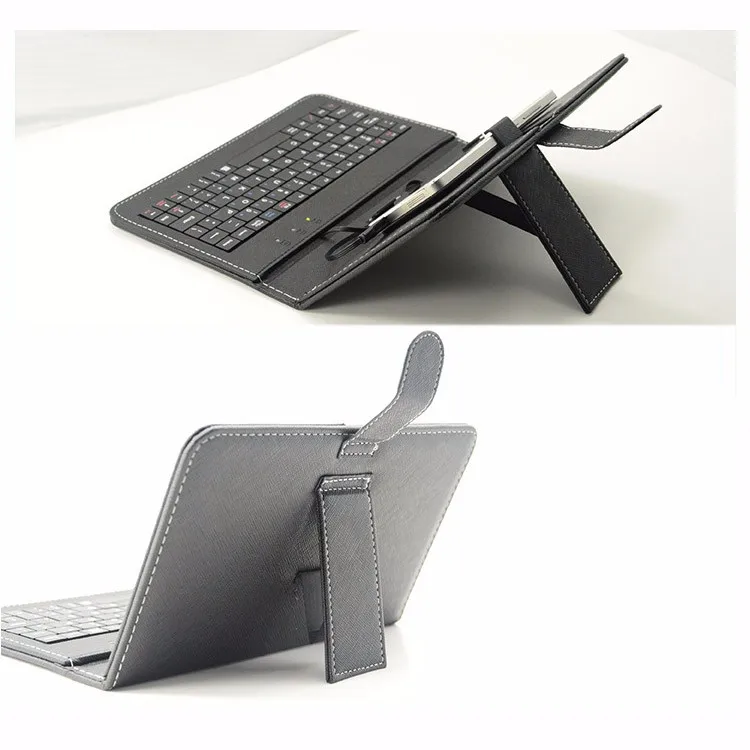 Black Mini Wired Keyboard General Wired Keyboard Flip Holster Case for Andriod OTG Mobile Phone 4.2''-6.8'' Tablet Laptop PC