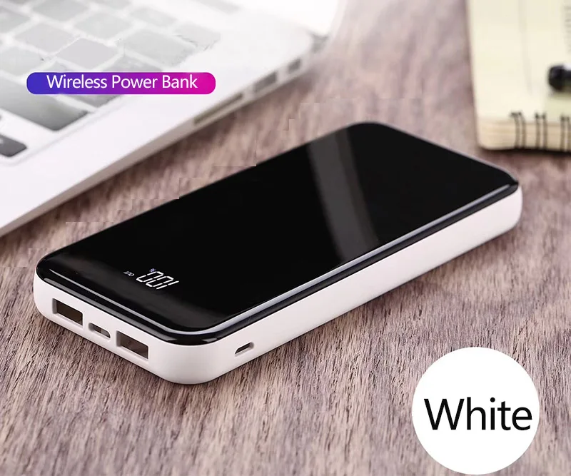 Qi Беспроводное зарядное устройство 10000 мАч Внешний аккумулятор power Bank type-c Micro USB power bank светодиодный дисплей повербанк для смартфона мобильного телефона