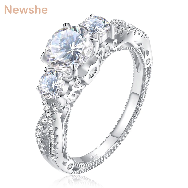Newshe обручальное кольцо для женщин 1,8 Ct AAA CZ Твердое Серебро 925 пробы модные Потрясающие классические ювелирные изделия
