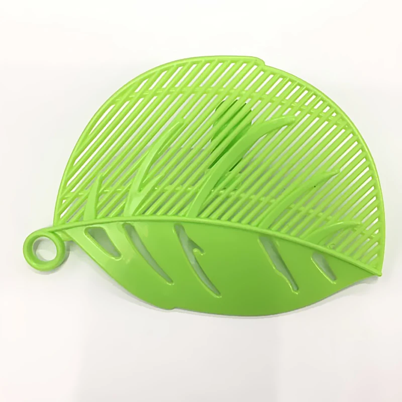 Kitchen Tool Snap-on Leaf Shape Drain Board Retaining Rice Vegetable Noodle Plastic Filter Block Rice Cleaning Strainer Gadgets - Color: Green