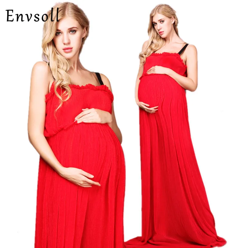 

Envsoll Red Maternity Dresses Maternity Photography Props Maternity Dresses For Photo Shoot Maxi Maternity Clothing Plus Size