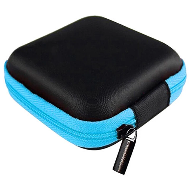 Universal Portable Zipper Headphone Case Blue EVA Earphone Bag
