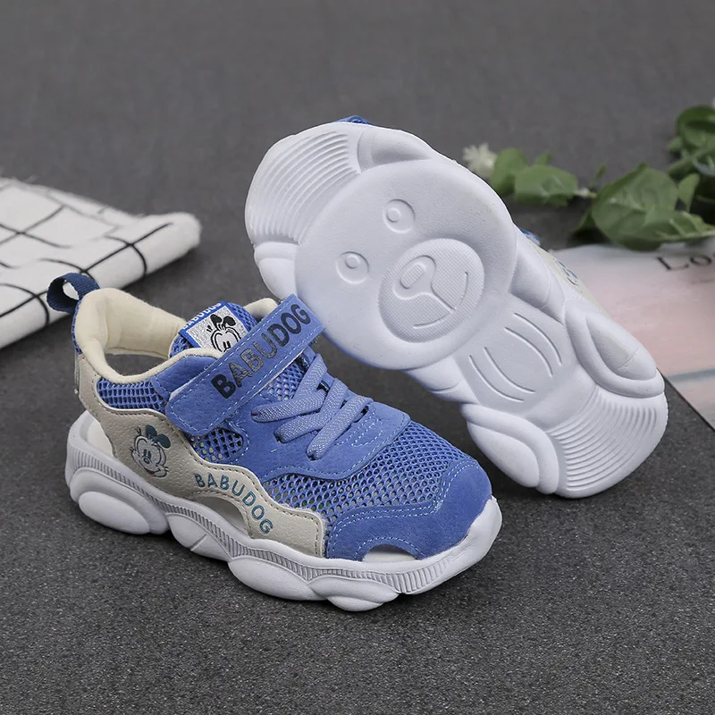 ZYJ Kids Summer Sport Shoes Boys Girls Closed Toe Sandals Cartoon Anti Slip Leather Hook & Loop Mesh Baby Beach Sandal Shoes (14)