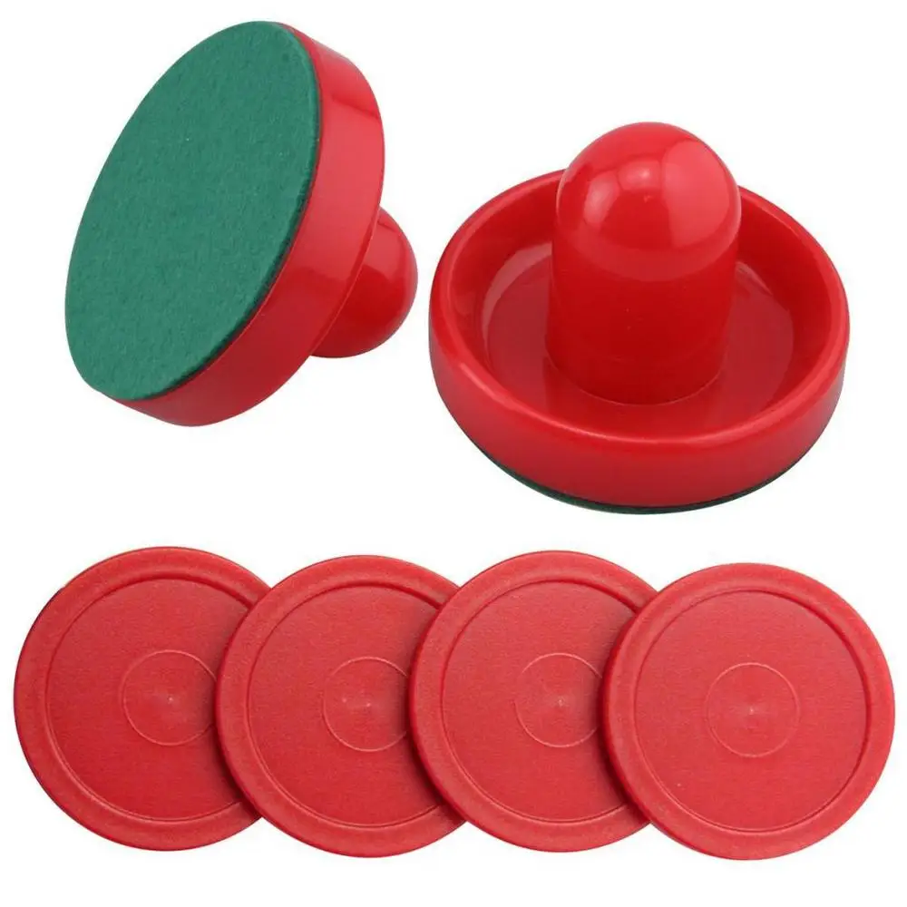 Free Shipping Set of Two Red Air Hockey Pushers and Four Red Pucks