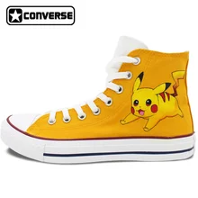 Pokemon Go Pikachu Custom Design Hand Painted Shoes Boys Girls Converse All Star Men Women Yellow Sneakers Christmas Gifts