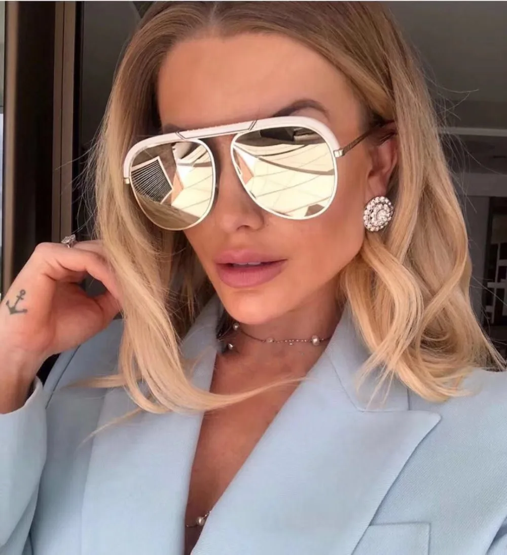 

MINCL/2019 Fashion Cool Square Pilot Style Shield Sunglasses Men Women UV400 Brand Design Sun Glasses for female Mirror ShadeNX