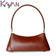 Итальянская винтажная женская сумка из коровьей кожи, длинная вместительная сумка через плечо, маленькая сумочка-Багет, женская сумка