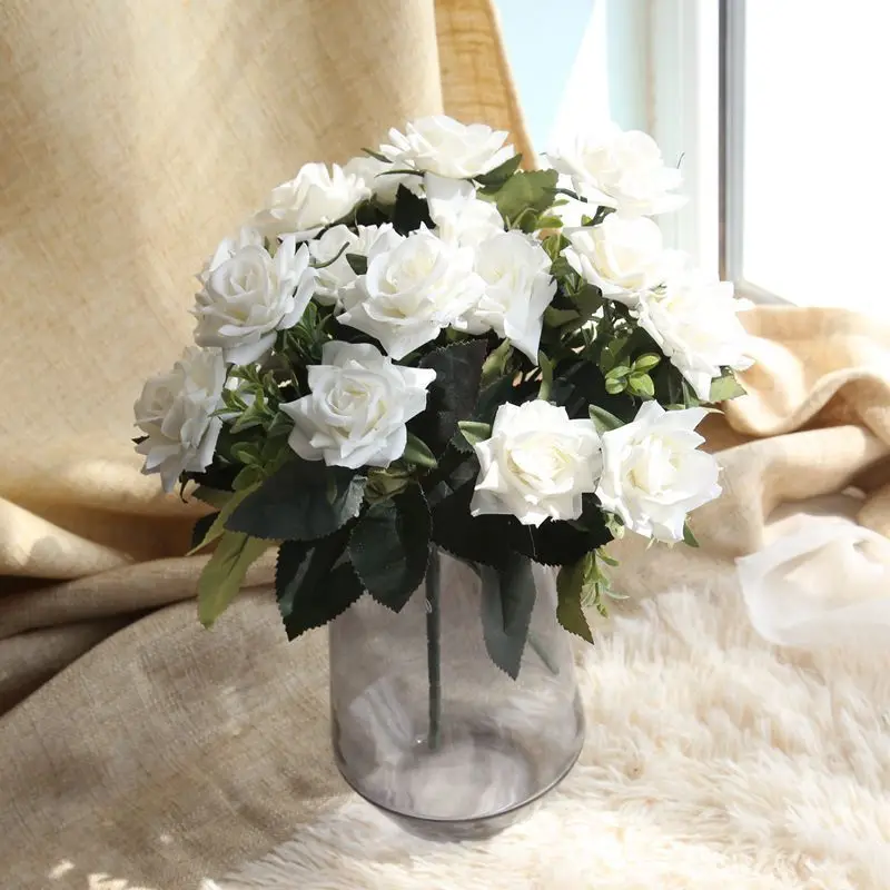 8Pcs Wedding Decoratio High Quality Artificial Flowers Vivid Real Touch Roses Silk Flower Bride Home Decor Bouquet | Дом и сад