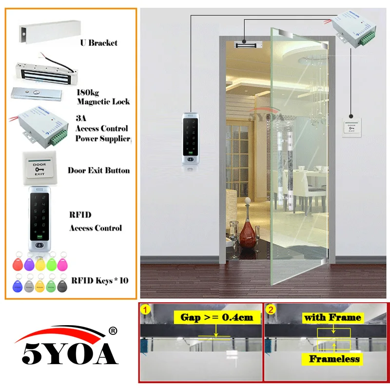 Железная Водонепроницаемая RFID система контроля доступа, умный дверной замок, безопасный комплект, электронный Открыватель ворот, домашний гаражный набор, электро-магнитный - Цвет: C40MagU