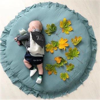 

Soft Pure Cotton Mat Baby Playmat Rounded Lace Pure Cotton Playmat Baby Soothing Blanket Children's Room Decorate Game Mat
