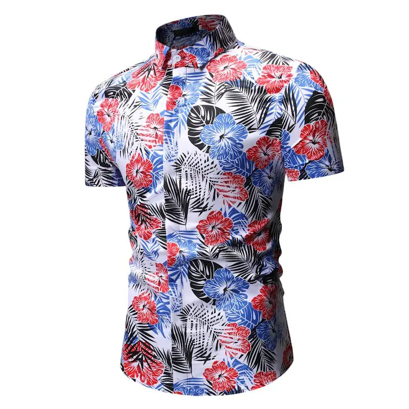 Мужская гавайская рубашка мужской повседневное camisa masculina Печатных Пляжные рубашки короткий рукав брендовая одежда