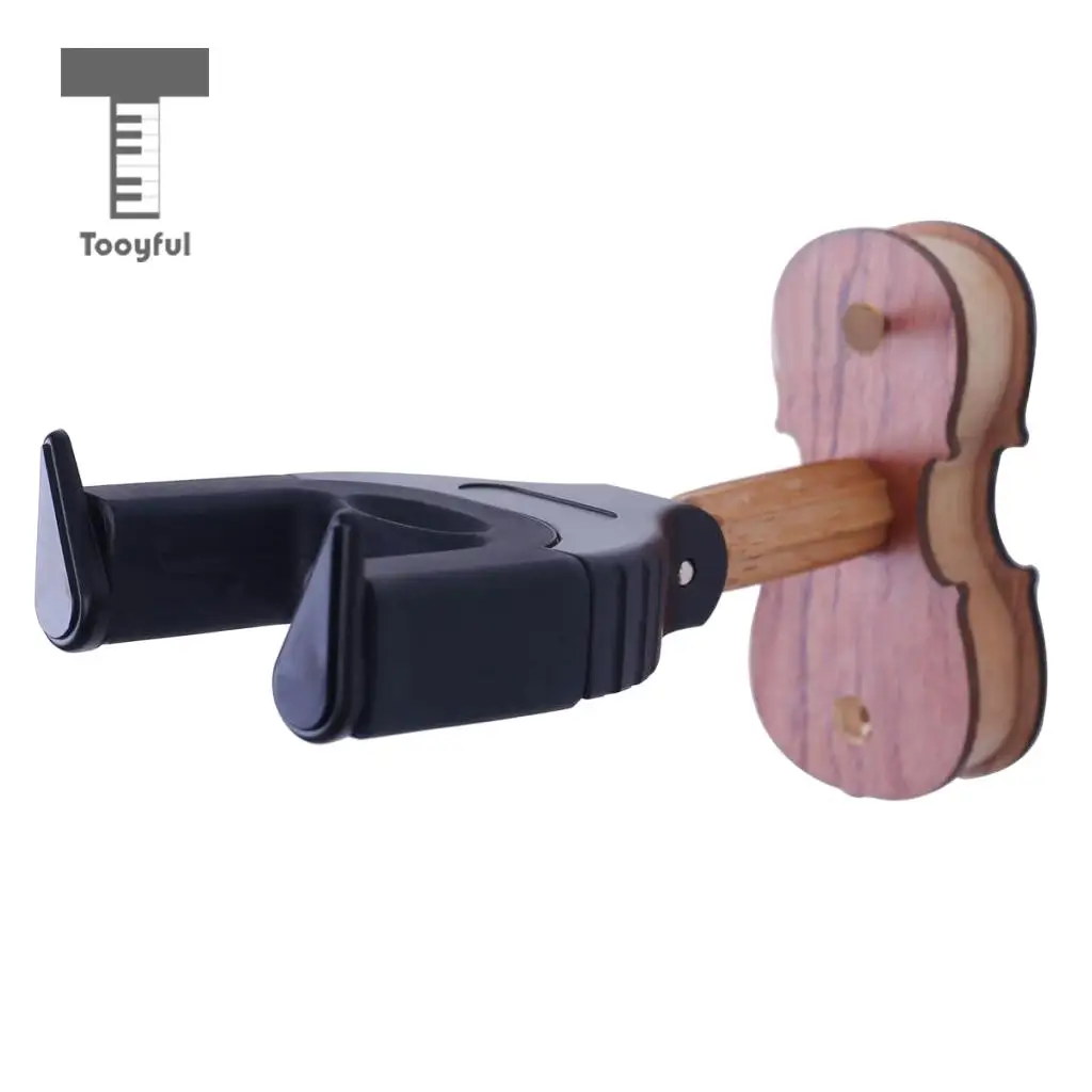 Tooyful Wood Violin Hanger Auto Lock Hook Stand for Home Studio Wall Mount Holder 16x7.5x4.6cm