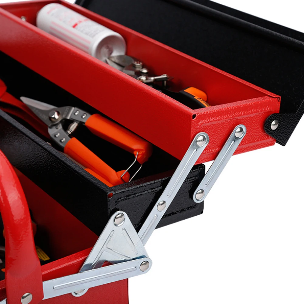 4-Tray&3-Layer Folding Iron Tools Organizer Box with Handle Multi-Functional Lock Hole Design Home Use Large Capacity Storage 4-Tray&3-Layer Folding Iron Tools Organizer Box with Handle Multi-Functional Lock Hole Design Home Use Large Capacity Storage