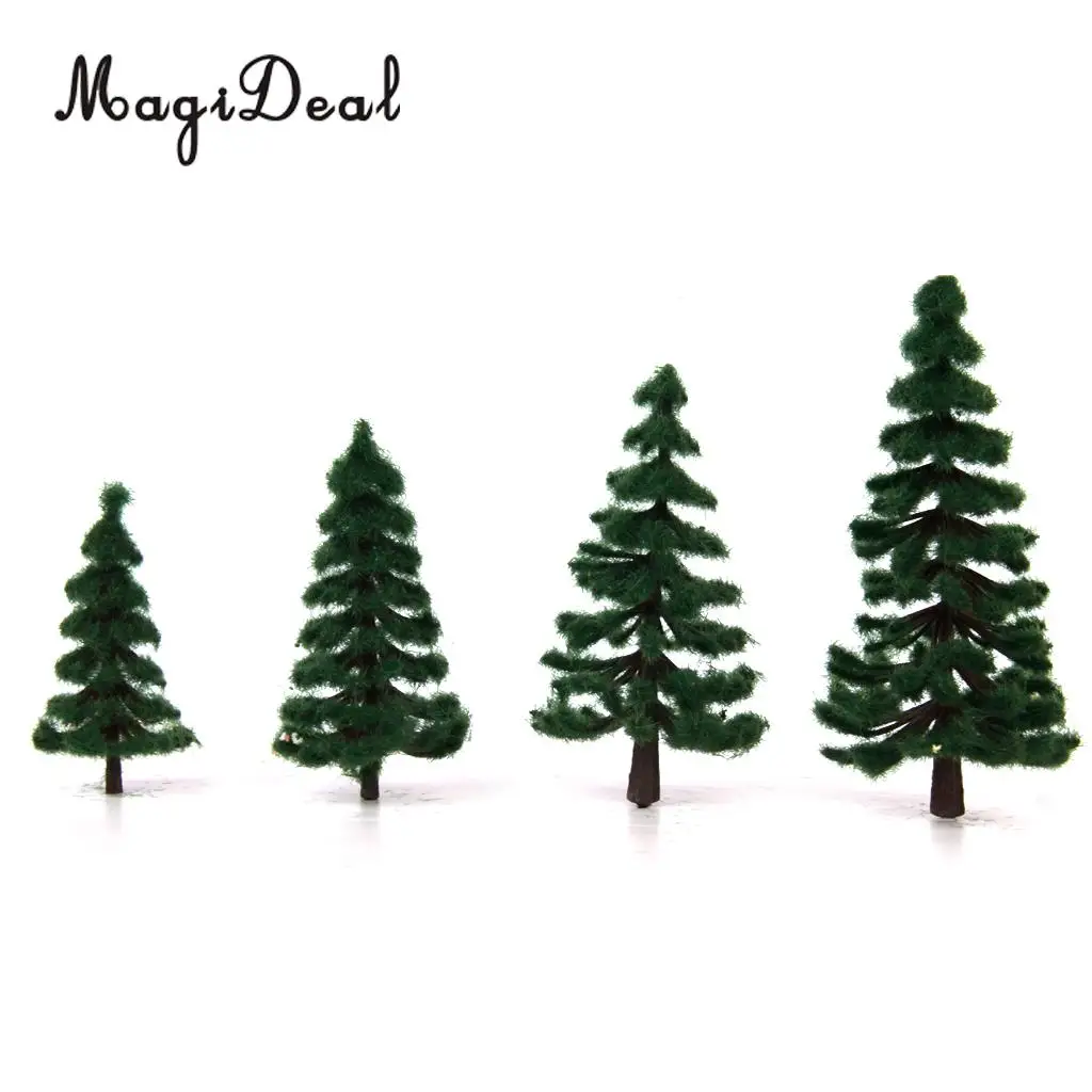 16Pcs Plastic Model Railway Railroad Forest Street Diorama Scenery Building Layout Green PIne Tree HO OO N Scale