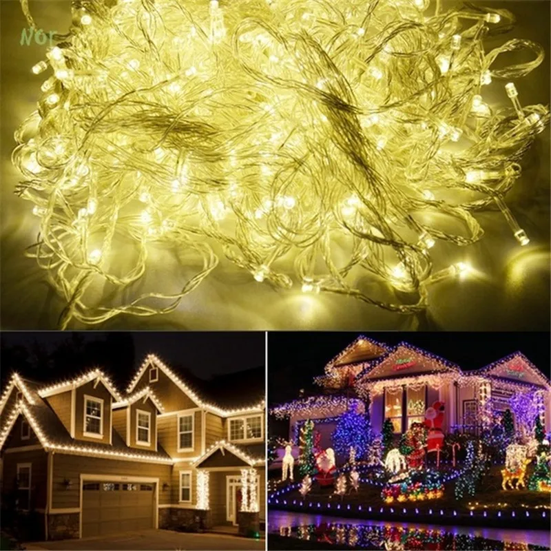 50 м 400 светодиодные Строка гирлянды на ясно кабель с 8 световые эффекты идеально подходит для Рождество/Рождество /Вечеринки/свадьбы EU/US/UK plug