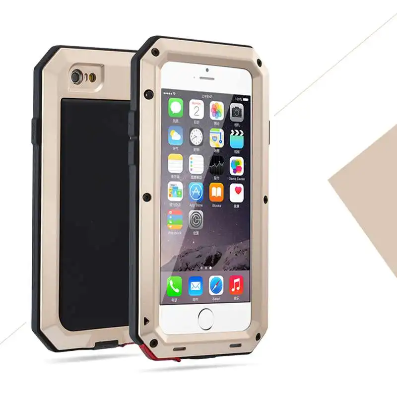 Hot Luxury Shockproof Waterproof Powerful Protection Aluminum Glass Metal Cover Cell Phone Case For iPhone 5