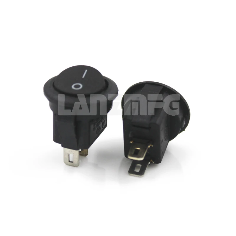 KCD2-101DX 2-контактный круглый Кулисный переключатель 6A 220В Черный