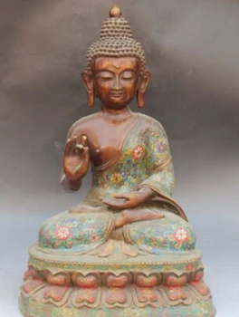 

RHS0202 20" Tibet Fane Purple Bronze Cloisonne Enamel Tathagata Shakyamuni Buddha Statue