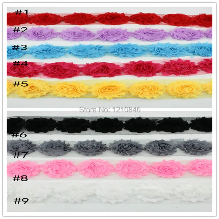 

Trail order 2.5" chic shabby frayed chiffon flowers,chiffon Rosette flowers For headband clips dress hair accessories 6yard/lot