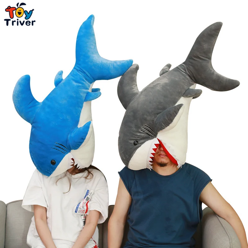 

Shark Plush Toy Stuffed Ocean Animal Doll Headgear Cosplay Pillow Cushion Funny Kids Children Boyfriend Girlfriend Birthday Gift