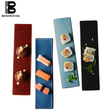 

Creative Ceramic Rectangle Dinner Plate Japan Cuisine Sushi Plate Dessert Dish Home Tableware Restaurant Food Snacks Fish Tray
