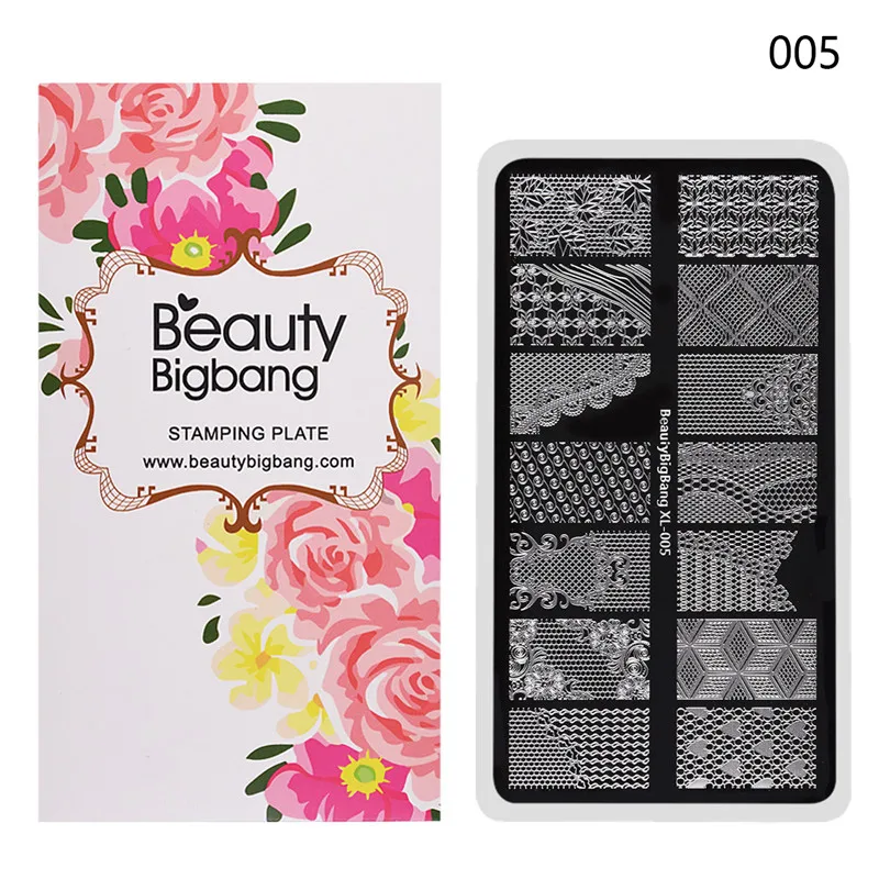 BeautyBigBang 6*12 см 10 шт. штамповочные пластины для ногтей Набор для украшения ногтей прямоугольник лето цветок шаблон штамповочной пластины с сумкой