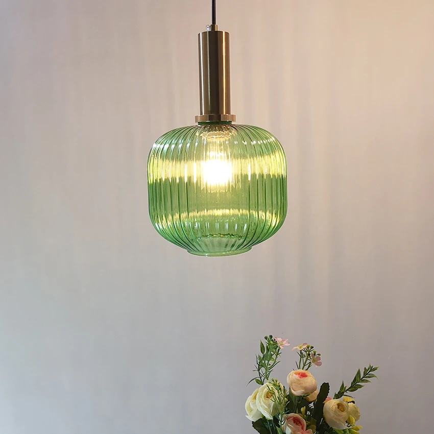  Nordic restaurant pendant lights gray/green/Cognac glass modern hanging lamp bedroom living room ki - 32952007192