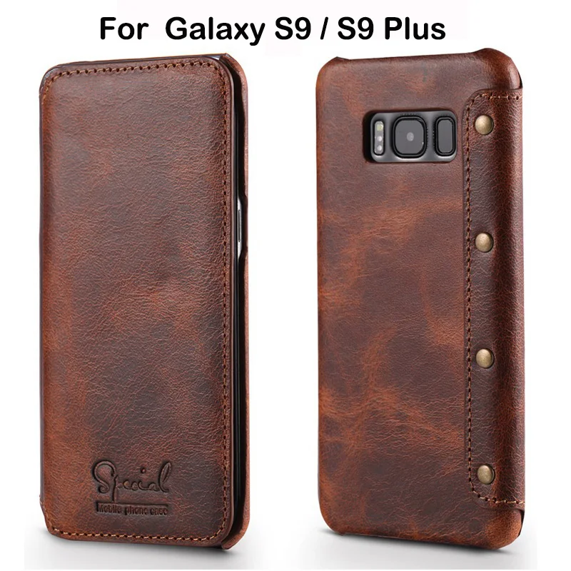 Luxury Business Style Genuine Real Leather Wallet Case For Samsung Galaxy S9 S9 Plus Flip Case Leather Cover For Samsung S9 Plus