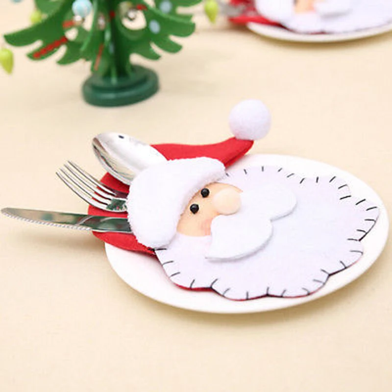 

New Santa Claus Cutlery Bag Christmas Tree Decorations Xmas Gift Cutlery Decor