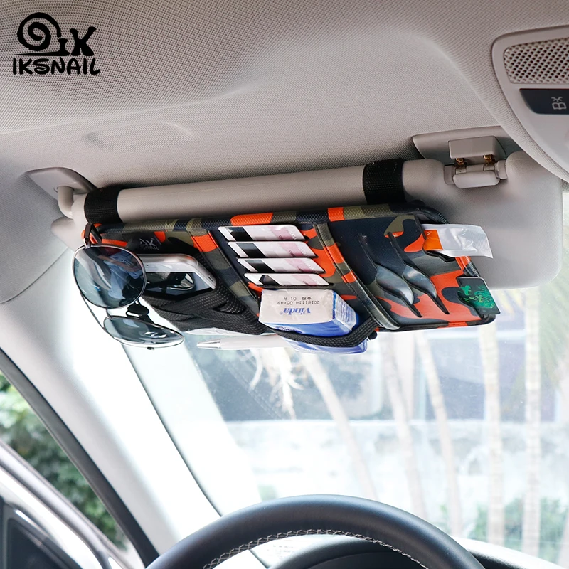 

IKSNAIL Auto Car Accessories Sunglasses Clip Storage Bag Camouflage Sun Visor Pen&Bill&CD&Paper Towel&Card Holder Storage Box